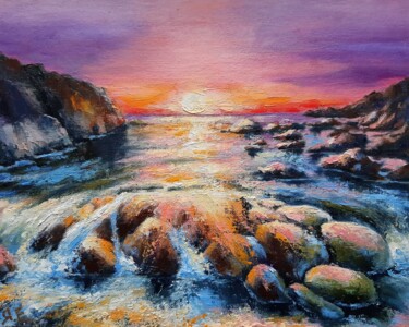 "PURPLE SUNSET", oil painting, seascape,sunset 제목이 ""PURPLE SUNSET", oi…"인 미술작품 Yana Yeremenko로, 원작, 기름