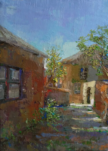 Painting titled "Landscape (25x35cm,…" by Kamsar Ohanyan, Original Artwork, Oil Mounted on Wood Stretcher frame