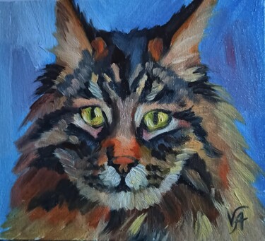 MAIN COON - oil painting, original gift, home decor 绘画 标题为“MAIN COON - oil pai…” 由Alona Vakhmistrova, 原创艺术品, 油