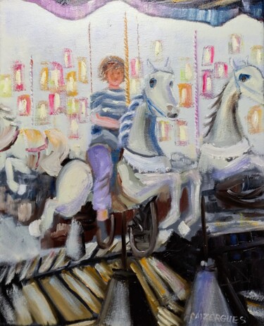 Schilderij getiteld "MANEGE : " tu me fa…" door Geneviève Baud Caizergues, Origineel Kunstwerk, Olie Gemonteerd op Frame voo…