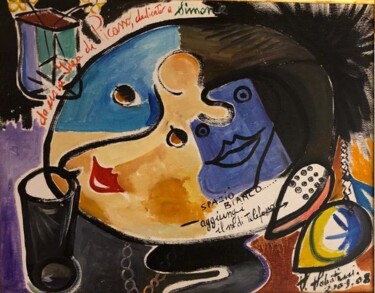 Peinture intitulée "A Simone spazio bia…" par Sandro Sabatini, Œuvre d'art originale, Huile Monté sur Châssis en bois