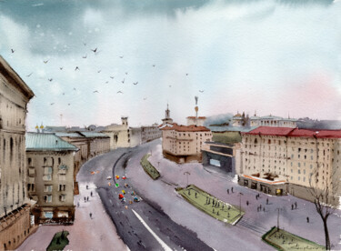Painting titled "View of Kyiv" by Bogdan Shiptenko, Original Artwork, Watercolor