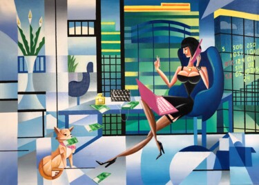 Peinture intitulée "World of money" par Apollonas Soben, Œuvre d'art originale, Huile Monté sur Châssis en bois