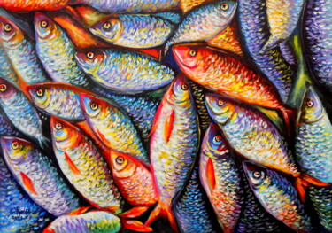 Fish Study 2 Peinture intitulée "Fish Study 2" par Olaoluwa Smith, Œuvre d'art originale, Acrylique