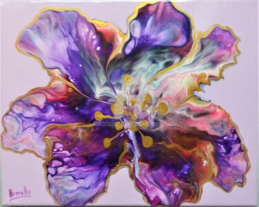 Peinture intitulée "Coeur d'or" par Armelle Cailly, Œuvre d'art originale, Acrylique Monté sur Châssis en bois