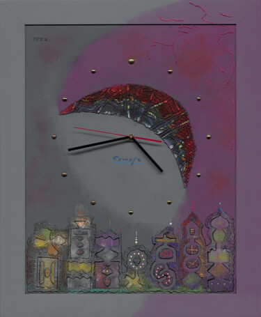 绘画 标题为“Moon over the city” 由Tomasz, 原创艺术品, 丙烯