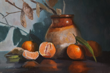Peinture intitulée "Clémentines et Pich…" par Pascal Giroud, Œuvre d'art originale, Huile