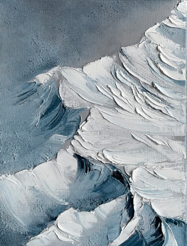 SNOWY PEAKS 绘画 标题为“SNOWY PEAKS” 由Anna Gurechkina, 原创艺术品, 油 安装在木质担架架上