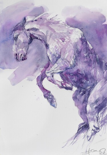 제목이 "Prancing horse in p…"인 미술작품 Goran Žigolić (watercolors)로, 원작, 수채화