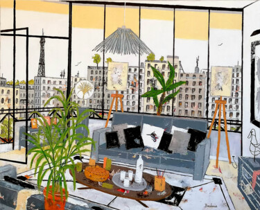 L'appartement ouvert sur la ville Peinture intitulée "L'appartement ouver…" par Jean-Pierre Borderie, Œuvre d'art originale, Acrylique Monté sur Châssis en bo…