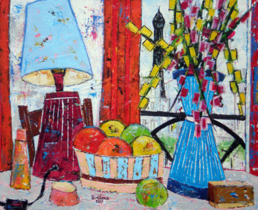 Peinture intitulée "Le rideau rouge" par Jean-Pierre Borderie, Œuvre d'art originale, Acrylique Monté sur Châssis en bois