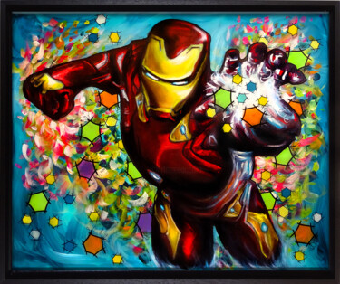 绘画 标题为“Iron Man Peinture s…” 由Pvettese, 原创艺术品, 丙烯 安装在木质担架架上