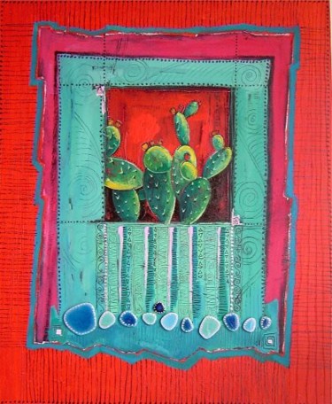 Peinture intitulée "LES CACTUS" par Catherine Suchocka, Œuvre d'art originale, Huile