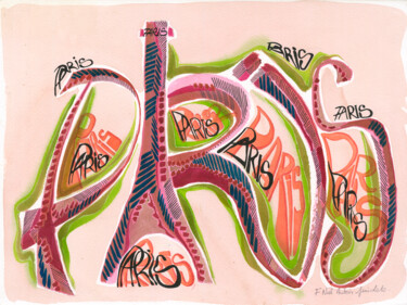 Peinture intitulée "Paris Rose." par Françoise Niel Aubin, Œuvre d'art originale, Aquarelle