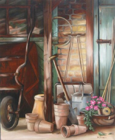 Derrière ma cabane Peinture intitulée "Derrière ma cabane" par Dominique Pineau, Œuvre d'art originale