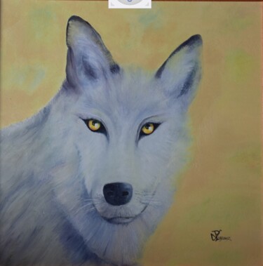 Peinture intitulée "Loup Blanc" par Philippe Vignaux, Œuvre d'art originale, Huile