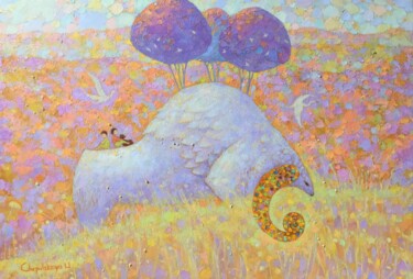 제목이 "Migration"인 미술작품 Natalya Chepulskaya로, 원작, 기름 나무 들것 프레임에 장착됨