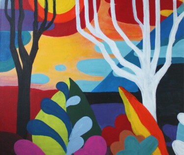 Painting titled "Сycle" by Katrina, Original Artwork, Acrylic Mounted on Wood Stretcher frame