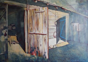 Malerei mit dem Titel "Barn" von Anatoli Labkouski, Original-Kunstwerk, Acryl Auf Keilrahmen aus Holz montiert
