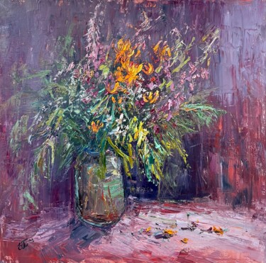 Peinture intitulée "Flowers of Kamchatka" par Evgeniya Polyudova, Œuvre d'art originale, Huile Monté sur Châssis en bois