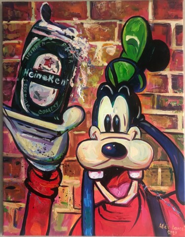 Painting titled "I live Heineken" by Alex Loreci, Original Artwork, Acrylic