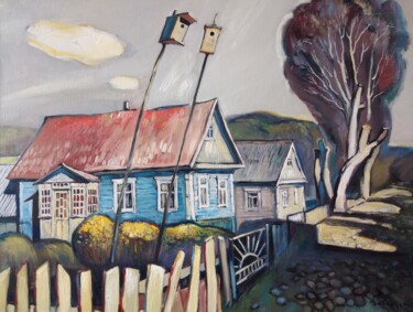 Painting titled "Old street" by Anatoli Labkouski, Original Artwork, Oil