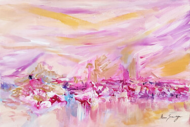 La douceur de la vie - tableau abstrait rose pastel Peinture intitulée "La douceur de la vi…" par Âme Sauvage, Œuvre d'art originale, Acrylique Monté sur Châssis en bois