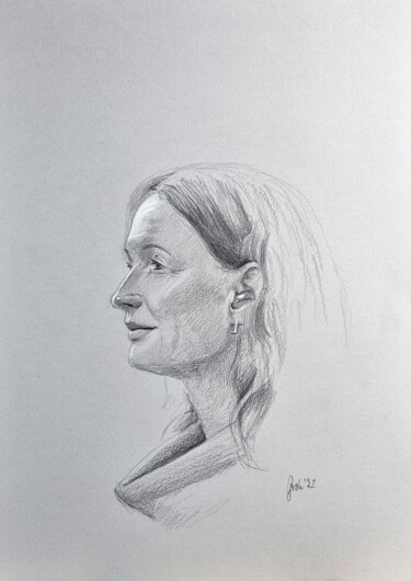 Porträt einer attraktiven Frau Zeichnungen mit dem Titel "Porträt einer attra…" von Arne Groh, Original-Kunstwerk, Bleistift