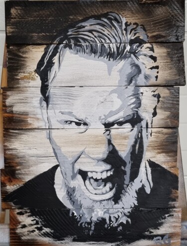 Schilderij getiteld "James Hetfield" door Paint It Black 31, Origineel Kunstwerk, Acryl