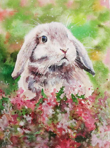 「HONEY BUNNY」というタイトルの絵画 Ekaterina Kosyakによって, オリジナルのアートワーク, 水彩画