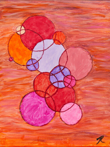 「Circles」というタイトルの絵画 Troy Wilson-Ripsomによって, オリジナルのアートワーク, アクリル ウッドストレッチャーフレームにマウント