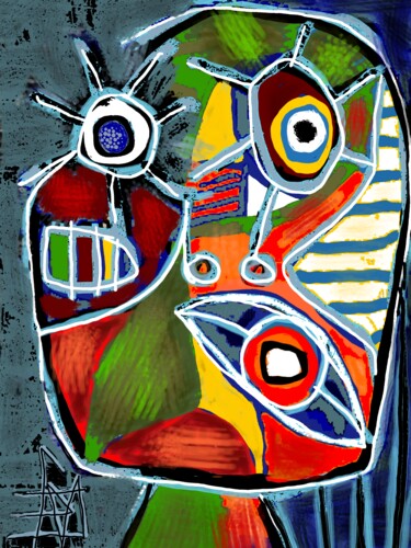 Digitale Kunst getiteld "figuration colorée" door Franck Vidal, Origineel Kunstwerk, Digitaal Schilderwerk