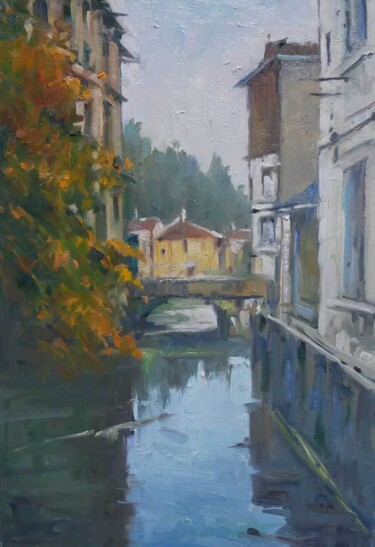 Painting titled "Paysage 72 (huile s…" by Christian Arnould, Original Artwork, Oil