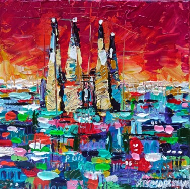 Sunset in Barcelona "Sunset in Barcelona" başlıklı Tablo Aliaksandra Tsesarskaya tarafından, Orijinal sanat, Akrilik