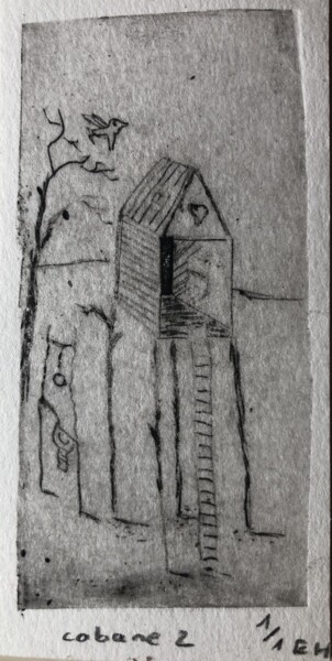 印花与版画 标题为“cabane N°2” 由Eric Herrmann, 原创艺术品, 雕刻