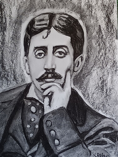Marcel Proust, à la recherche du temps perdu Dessin intitulée "Marcel Proust, à la…" par Marit Refsnes, Œuvre d'art originale, Fusain