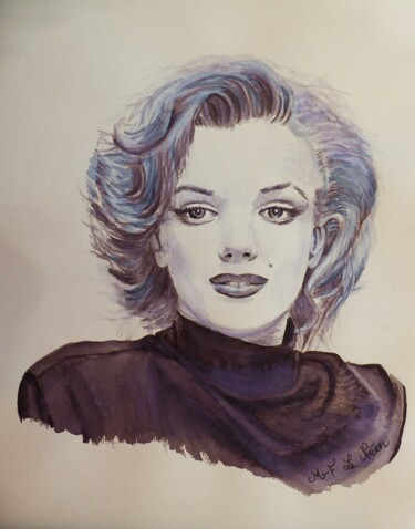 Portrait de Marylin Dessin intitulée "Portrait de Marylin" par Marie-Françoise Le Néen, Œuvre d'art originale, Encre