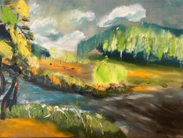 Peinture intitulée "Traum am Fluss" par Marek Raminski, Œuvre d'art originale, Huile