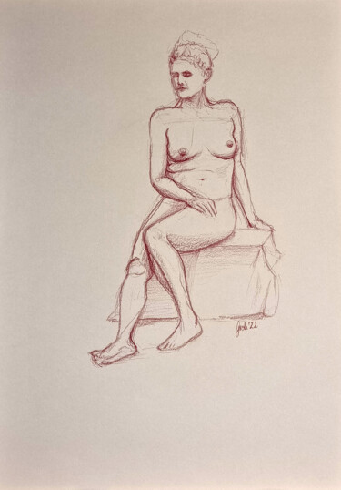 Sitzender Akt XII Zeichnungen mit dem Titel "Sitzender Akt XII" von Arne Groh, Original-Kunstwerk, Bleistift