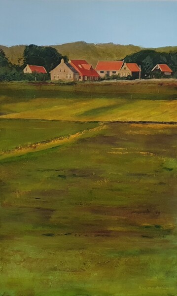 Schilderij getiteld "Terschelling houses…" door Ans Van Der Linden, Origineel Kunstwerk, Acryl