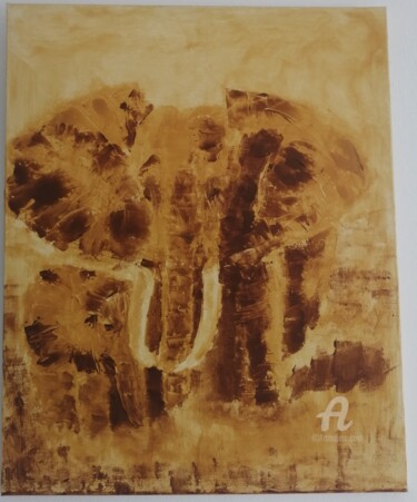 Peinture intitulée "Les Éléphants" par Meryem, Œuvre d'art originale, Pigments