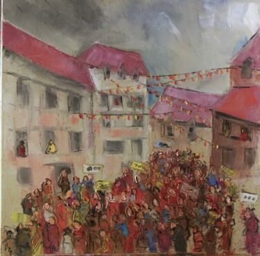 Painting titled "On veut encore des…" by Thierry Faure, Original Artwork, Oil Mounted on Wood Stretcher frame