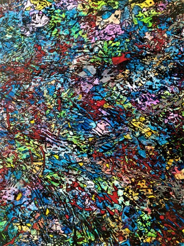 Peinture intitulée "Fantaisie multicolo…" par Dominique Jolivet, Œuvre d'art originale, Acrylique