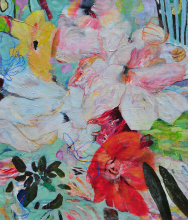 Painting titled "Bloom" by Pavlina Görner-Löw, Original Artwork, Acrylic Mounted on Wood Stretcher frame