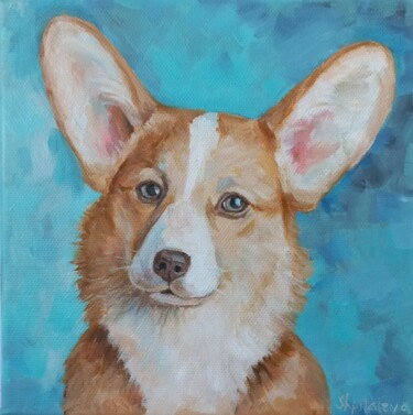 Peinture intitulée "Corgi" par Liliia Shpitaleva, Œuvre d'art originale, Huile
