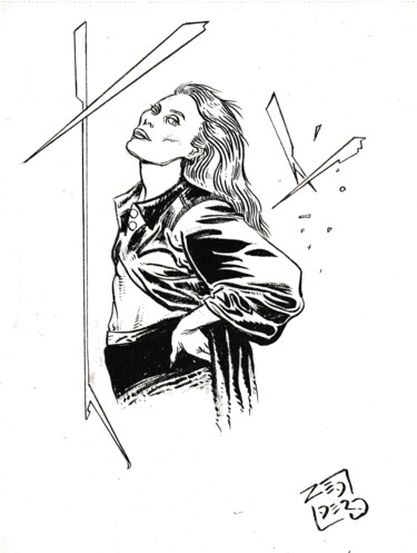 Drawing titled "blonde woman" by Massimo Armillei, Original Artwork, Ink