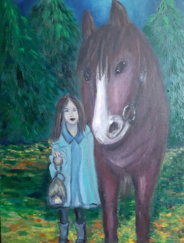 Malerei mit dem Titel "guardian of the for…" von Lidiia Sazonova, Original-Kunstwerk, Öl