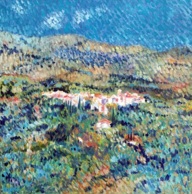 Painting titled "Pueblo Blanco de An…" by Ronald Houriez, Original Artwork, Oil