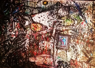 Peinture intitulée "WALKING the DOG" par Joseph Urie, Œuvre d'art originale, Huile
