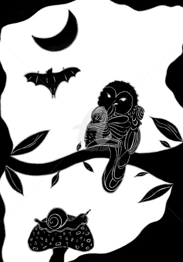 图画 标题为“No Bosque Secreto” 由Elf Vun K, 原创艺术品, 中性笔